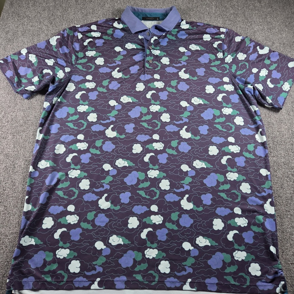 Greyson Men's XL Cloud Print Performance Golf Polo Shirt